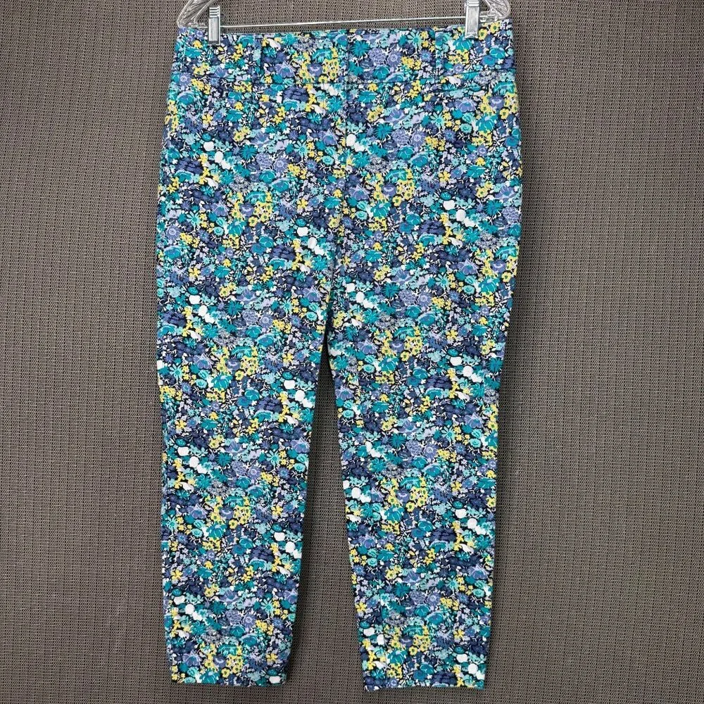 Ann Taylor Loft Marisa Womens Size 4 Blue Floral Cropped Pants Business Casual - Picture 10 of 10